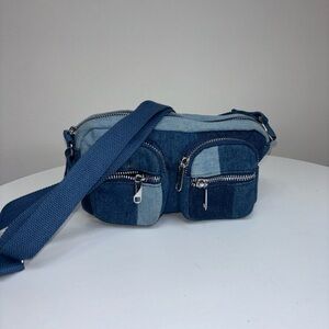 Stylish Denim Crossbody Bag with Pockets